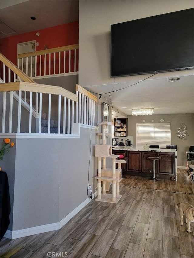 36901 33rd St E, Palmdale, CA 93550 - living room with wood finished floors and stairs