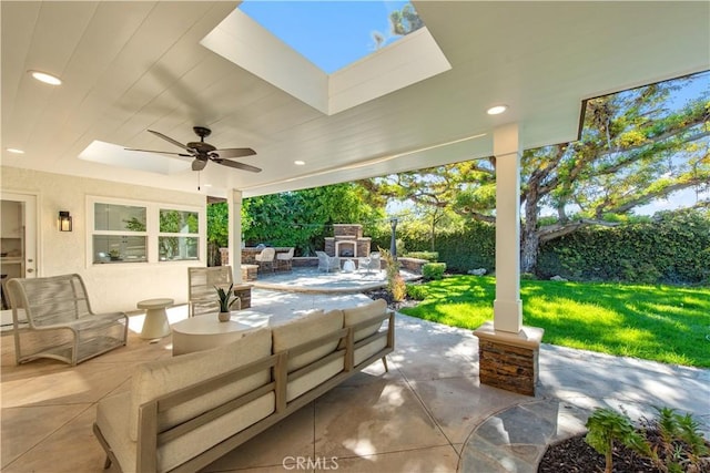19281 Sierra Inez Rd, Irvine, CA 92603 - view of patio / terrace featuring an outdoor living space and ceiling fan