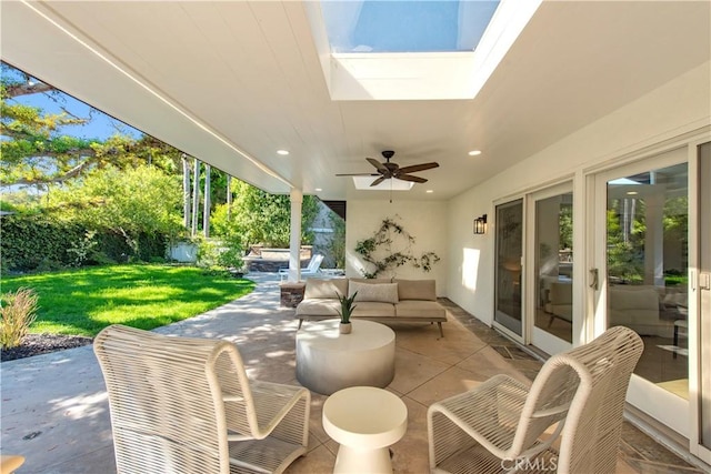 19281 Sierra Inez Rd, Irvine, CA 92603 - view of patio / terrace featuring ceiling fan and outdoor lounge area