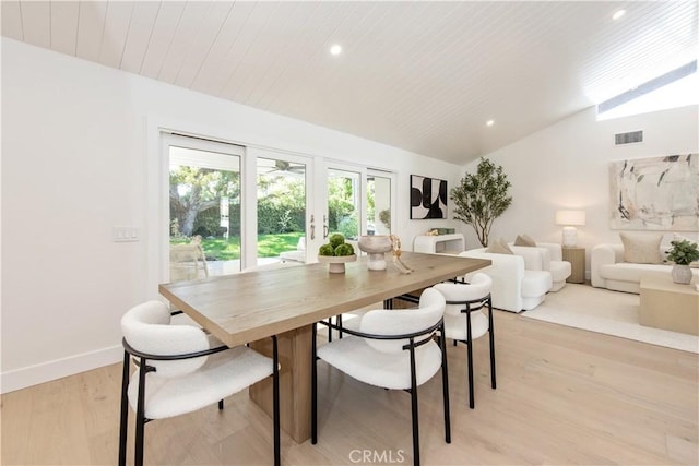 19281 Sierra Inez Rd, Irvine, CA 92603 - dining space with lofted ceiling, french doors, recessed lighting, and light wood-type flooring