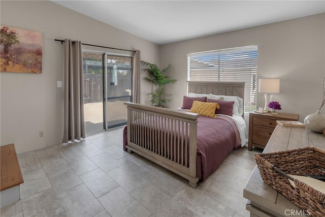 1269 W 1st St, San Pedro, CA 90732 - bedroom with access to outside, multiple windows, and lofted ceiling
