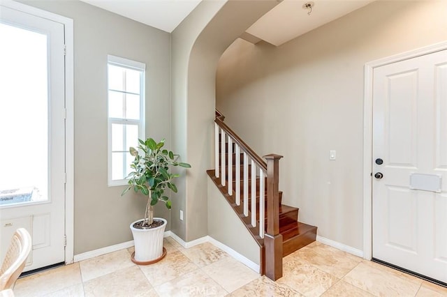 440 N Santa Maria St, Anaheim, CA 92801 - foyer featuring plenty of natural light, stairway, and arched walkways