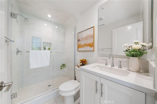246 Canterbury, Irvine, CA 92618 - full bathroom with vanity, a stall shower, and recessed lighting