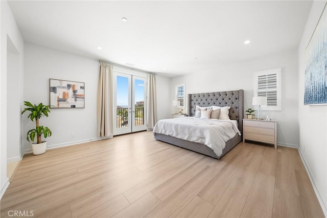 246 Canterbury, Irvine, CA 92618 - bedroom featuring access to exterior, light wood-style floors, and recessed lighting