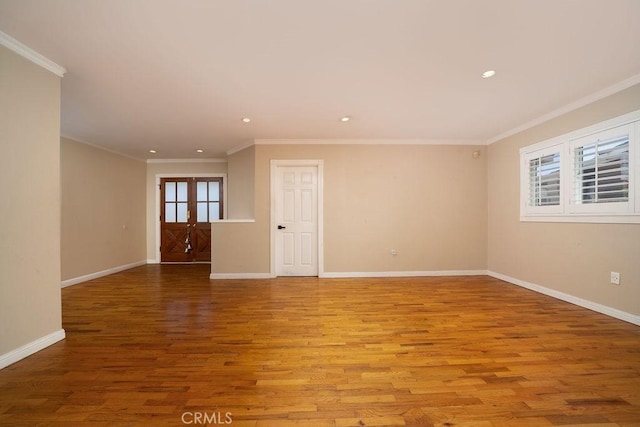 11302 Cheddar St, Norwalk, CA 90650 - empty room featuring recessed lighting, french doors, wood finished floors, and crown molding