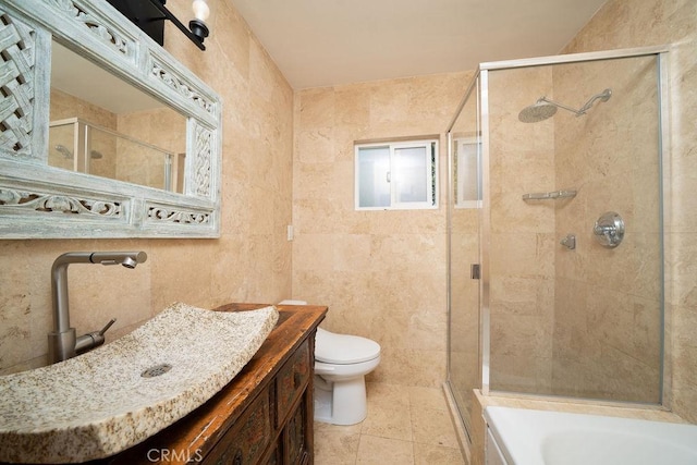 11302 Cheddar St, Norwalk, CA 90650 - full bathroom with a stall shower, vanity, a tub, and tile patterned flooring