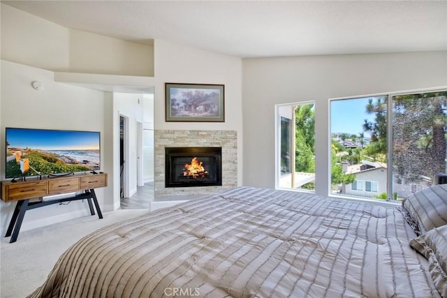 32197 Callesito Fadrique, Temecula, CA 92592 - bedroom with carpet flooring and a stone fireplace