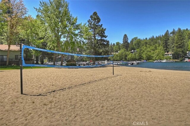 27821 Peninsula Dr, Lake Arrowhead, CA 92352 - view of community featuring volleyball court and a water view