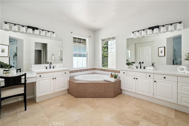 29125 Starwood Pl, Saugus, CA 91390 - full bath featuring a garden tub, two vanities, and tile patterned flooring