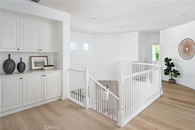 29125 Starwood Pl, Saugus, CA 91390 - hall featuring an upstairs landing, light wood-style flooring, and recessed lighting