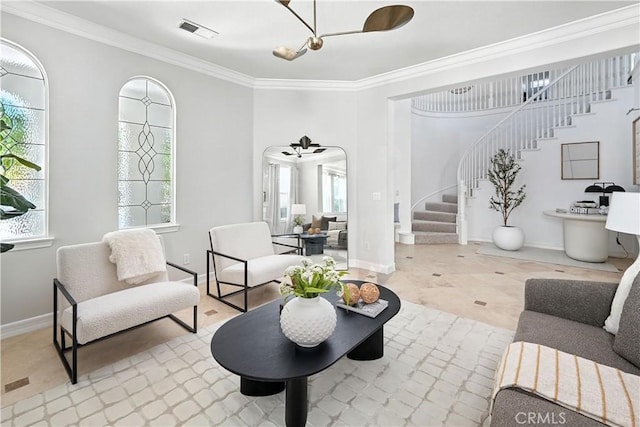 29125 Starwood Pl, Saugus, CA 91390 - building lobby featuring stairway and crown molding