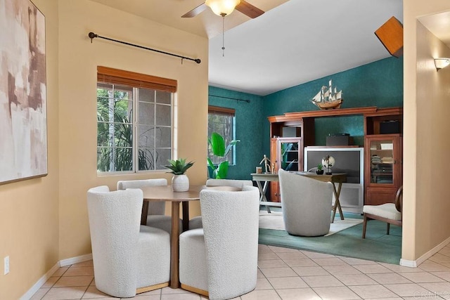 1153 Merritt Dr, El Cajon, CA 92020 - dining area featuring ceiling fan and tile patterned floors