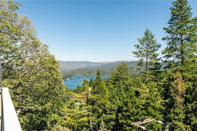 915 Breithorn Dr, Lake Arrowhead, CA 92352 - view of mountain background with a nearby body of water and a heavily wooded area