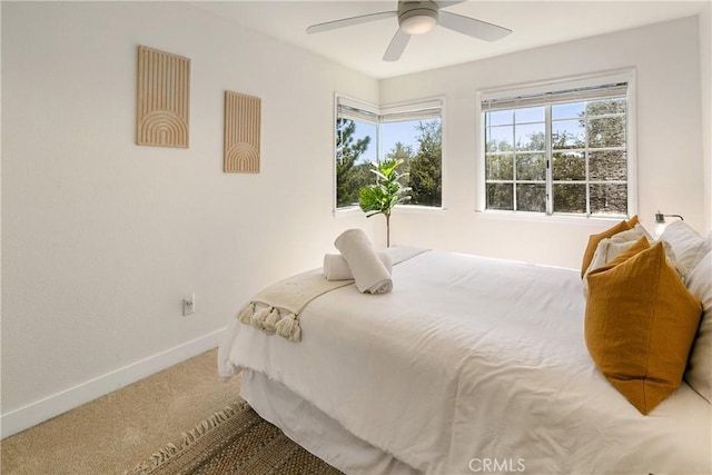 915 Breithorn Dr, Lake Arrowhead, CA 92352 - carpeted bedroom with baseboards and ceiling fan