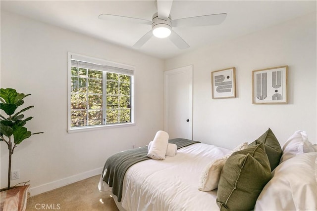 915 Breithorn Dr, Lake Arrowhead, CA 92352 - carpeted bedroom featuring baseboards and a ceiling fan