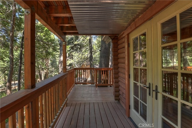 788 Buckingham Sq, Lake Arrowhead, CA 92352 - wooden terrace with french doors