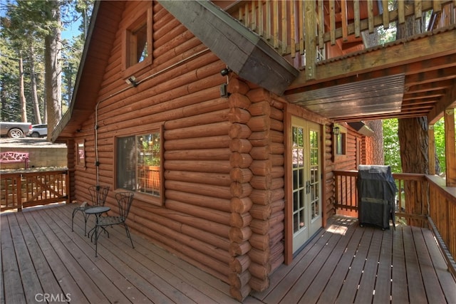 788 Buckingham Sq, Lake Arrowhead, CA 92352 - wooden deck featuring area for grilling and french doors