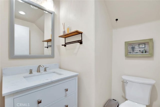 434 Sonora Cir, Redlands, CA 92373 - bathroom with vanity and lofted ceiling