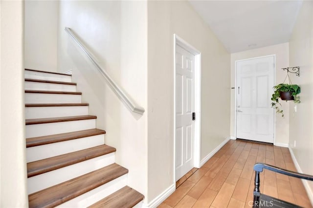 434 Sonora Cir, Redlands, CA 92373 - entryway featuring stairs and light wood-type flooring