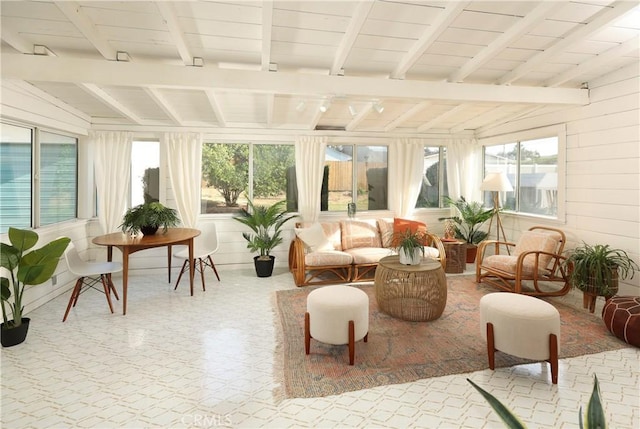 8220 Owens St, Sunland, CA 91040 - sunroom / solarium featuring beamed ceiling