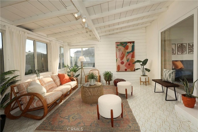 8220 Owens St, Sunland, CA 91040 - sunroom / solarium featuring wooden ceiling, carpet, and wood walls