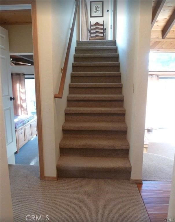 847 Tehama Dr, Big Bear Lake, CA 92315 - staircase featuring carpet floors