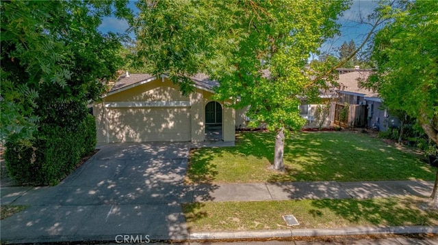 2950 Marie Ln, Merced, CA 95340 - view of property hidden behind natural elements featuring driveway, an attached garage, and a front lawn