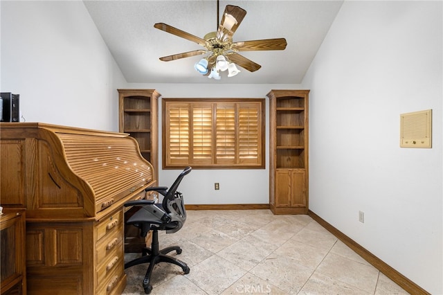 981 Deep Springs Dr, Claremont, CA 91711 - office space featuring vaulted ceiling and ceiling fan