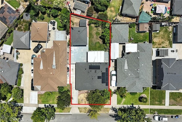 4752 Josie Ave, Lakewood, CA 90713 - aerial perspective of suburban area featuring property parcel outlined