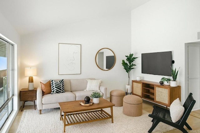 1817 E Grand Ave Unit 6, Escondido, CA 92027 - living area with vaulted ceiling and wood finished floors