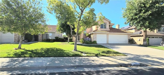 31864 Corte Montecito, Temecula, CA 92592 - view of front facade with driveway, stucco siding, a front lawn, a tile roof, and an attached garage