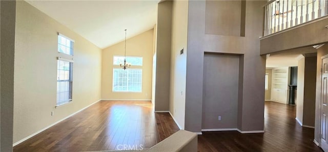 31864 Corte Montecito, Temecula, CA 92592 - foyer featuring high vaulted ceiling, a chandelier, and dark wood-type flooring