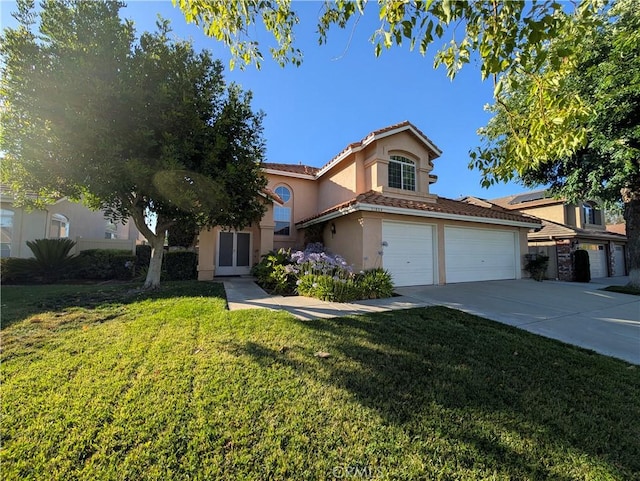 31864 Corte Montecito, Temecula, CA 92592 - view of front of property with stucco siding, concrete driveway, a tiled roof, and a front lawn