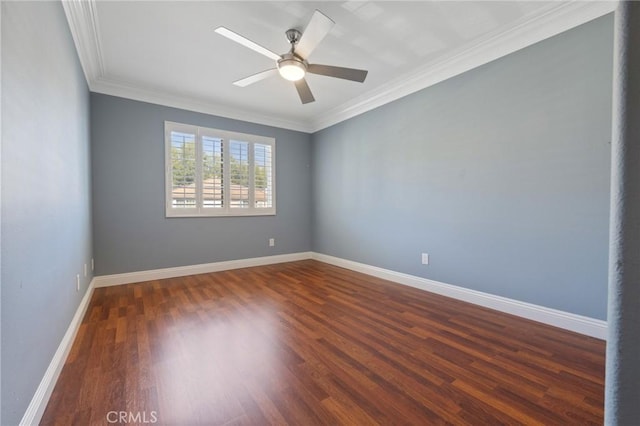 29 Hemingway Ct, Trabuco Canyon, CA 92679 - spare room featuring crown molding, ceiling fan, and dark wood-style flooring