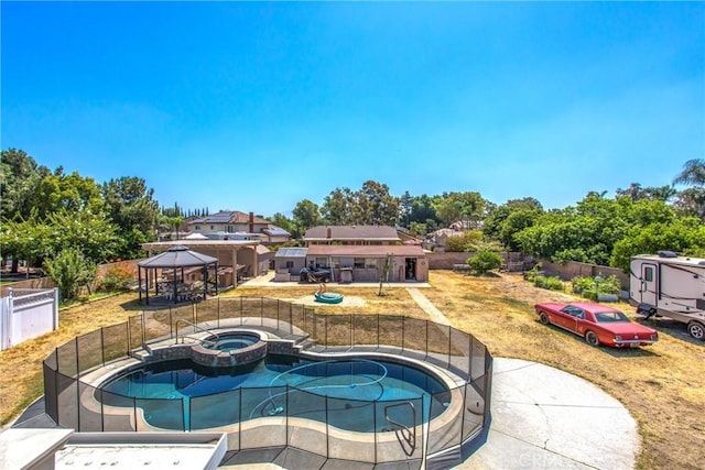 10735 Juniper Ave, Fontana, CA 92337 - view of pool with a gazebo and a pool with connected hot tub