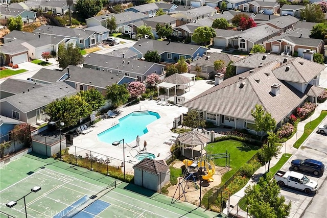 20060 Canyon View Dr, Canyon Country, CA 91351 - aerial view of residential area featuring a pool
