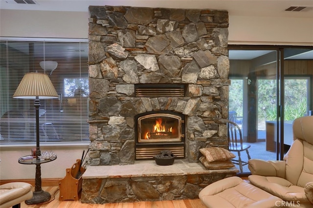 35484 Rd 274, North Fork, CA 93643 - living area featuring a fireplace and wood finished floors