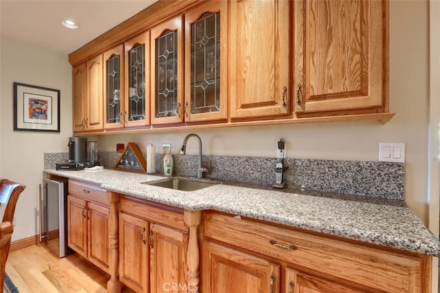 35484 Rd 274, North Fork, CA 93643 - bar with light wood-style floors, wine cooler, and recessed lighting