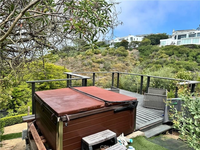 766 Pelican Dr, Laguna Beach, CA 92651 - wooden terrace featuring a hot tub
