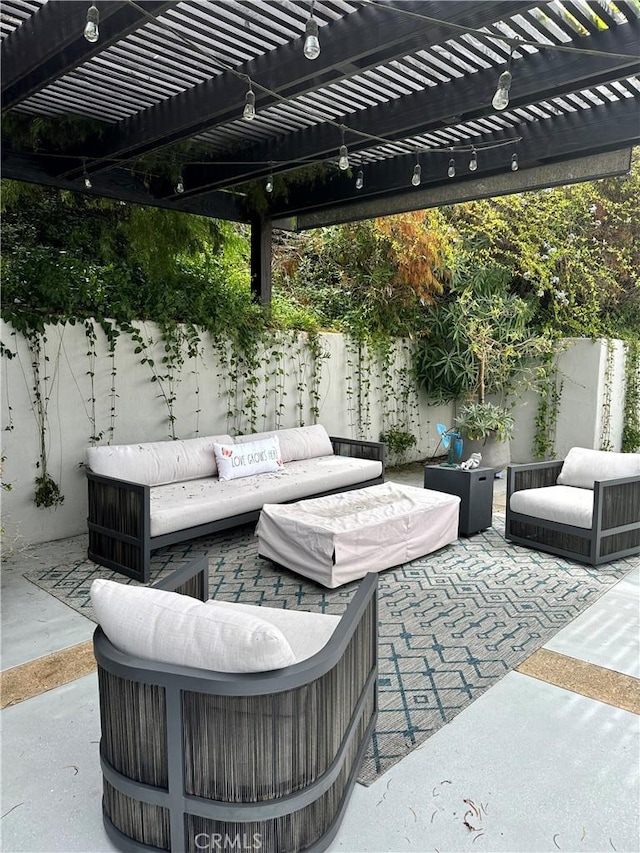 766 Pelican Dr, Laguna Beach, CA 92651 - fenced backyard with outdoor lounge area, a patio area, and a pergola