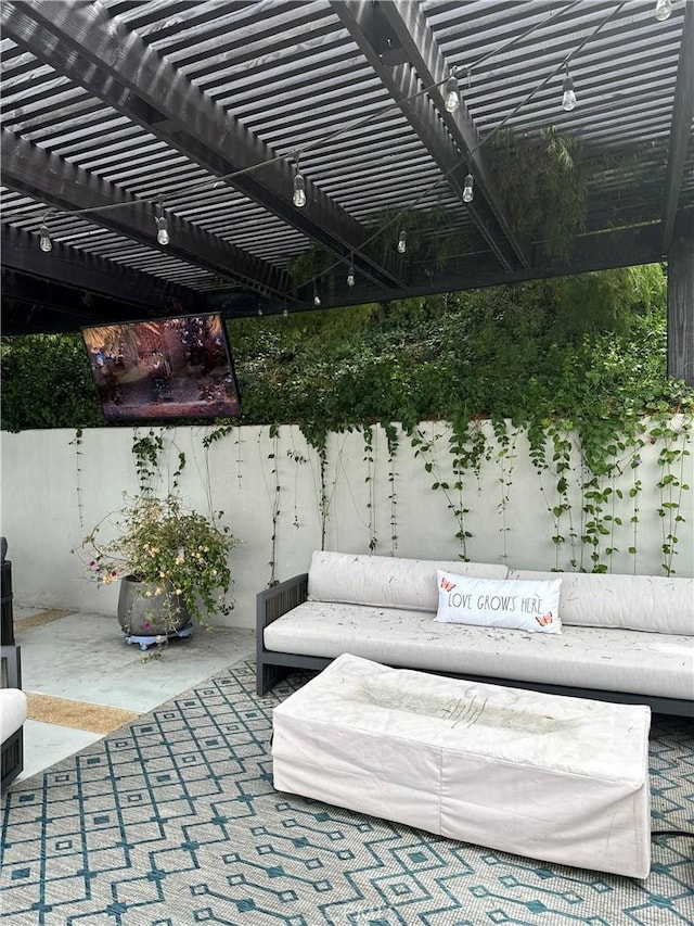 766 Pelican Dr, Laguna Beach, CA 92651 - view of patio with outdoor lounge area and a pergola