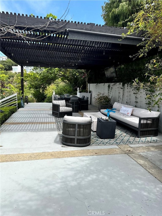 766 Pelican Dr, Laguna Beach, CA 92651 - view of patio with an outdoor living space and a pergola