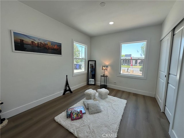 1598 W 7th St, San Bernardino, CA 92411 - sitting room with dark wood-type flooring and recessed lighting