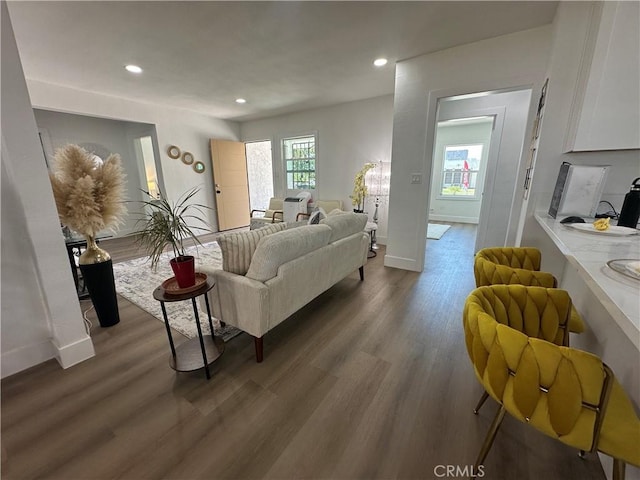 1598 W 7th St, San Bernardino, CA 92411 - living room featuring wood finished floors and recessed lighting