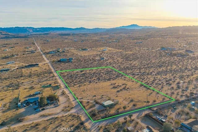 2654 Olympic Rd, Joshua Tree, CA 92252 - overview of rural landscape with mountains and property boundaries highlighted