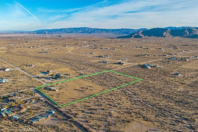 2654 Olympic Rd, Joshua Tree, CA 92252 - view of rural area featuring a mountainous background and property boundaries highlighted