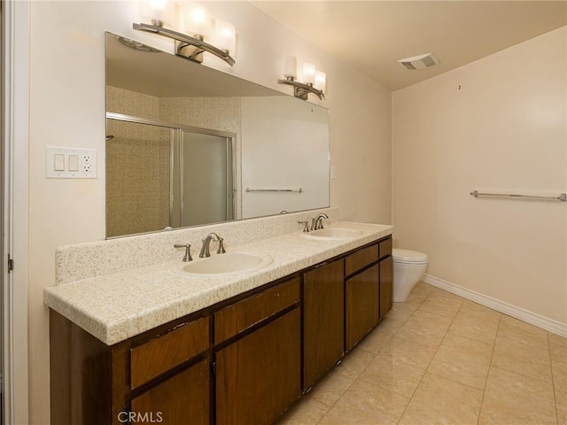 3311 Crownview Dr, Rancho Palos Verdes, CA 90275 - bathroom with double vanity, a stall shower, and tile patterned floors