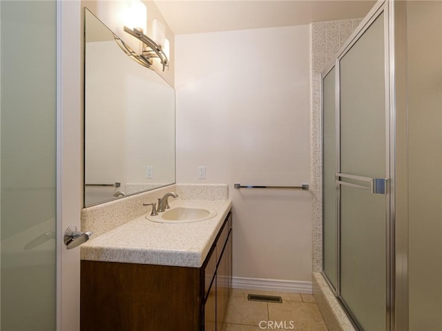 3311 Crownview Dr, Rancho Palos Verdes, CA 90275 - bathroom with vanity, a stall shower, and tile patterned floors