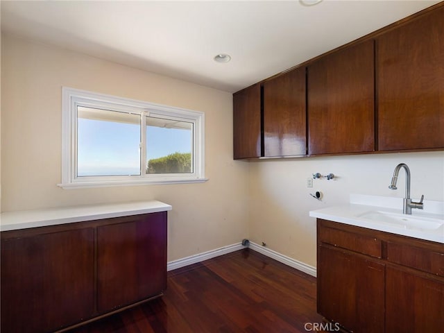3311 Crownview Dr, Rancho Palos Verdes, CA 90275 - laundry room with cabinet space, hookup for a washing machine, and dark wood-style floors