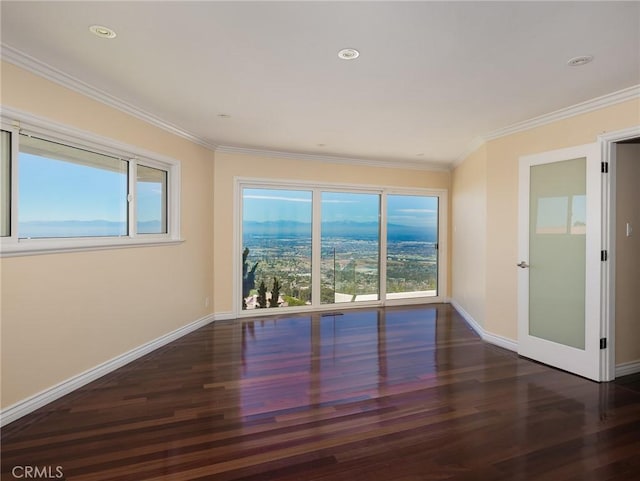 3311 Crownview Dr, Rancho Palos Verdes, CA 90275 - spare room with wood finished floors, plenty of natural light, crown molding, and recessed lighting